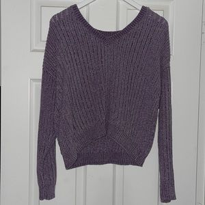 Light Purple Velvet VNeck Sweater